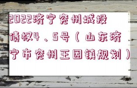 2022濟寧兗州城投債權4、5號（山東濟寧市兗州王因鎮規劃）