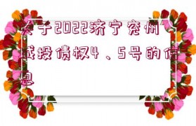 關于2022濟寧兗州城投債權4、5號的信息