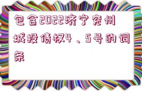 包含2022濟寧兗州城投債權4、5號的詞條